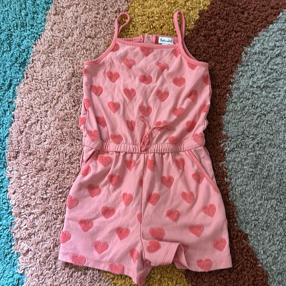 Splendid Terry Cloth Girls Heart Romper